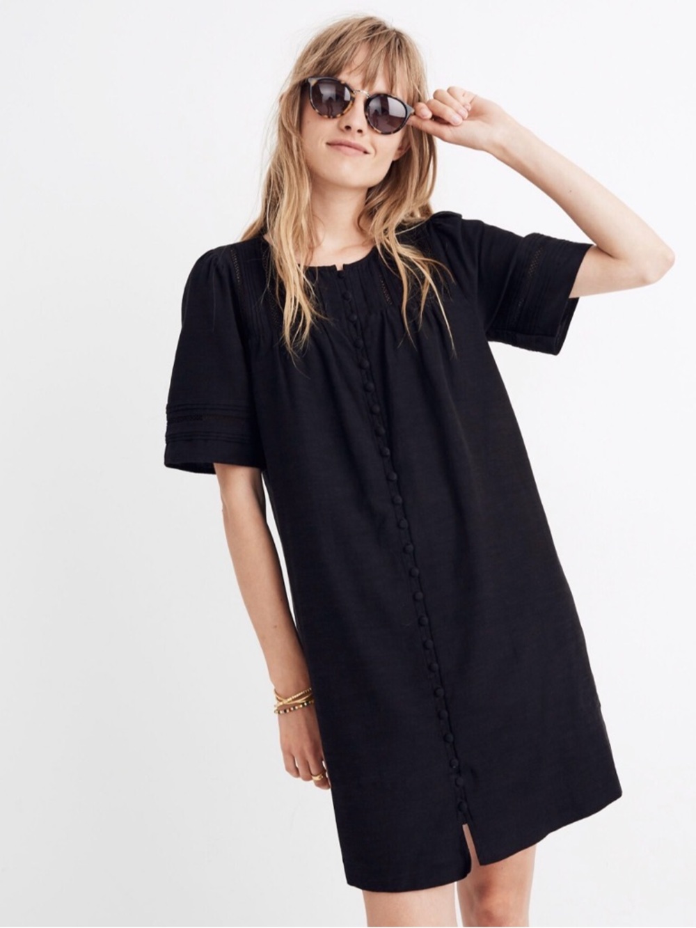 Madewell Pleated Button-Front Shift Dress
